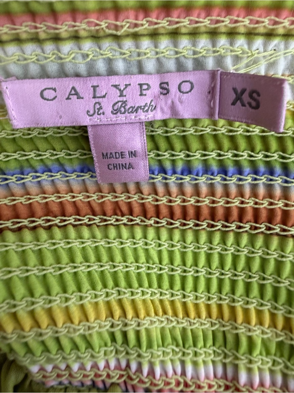 Calypso St Barth Women XS Silk Strapless Maxi Dress Luxury Striped Smocked Boho - Picture 8 of 10